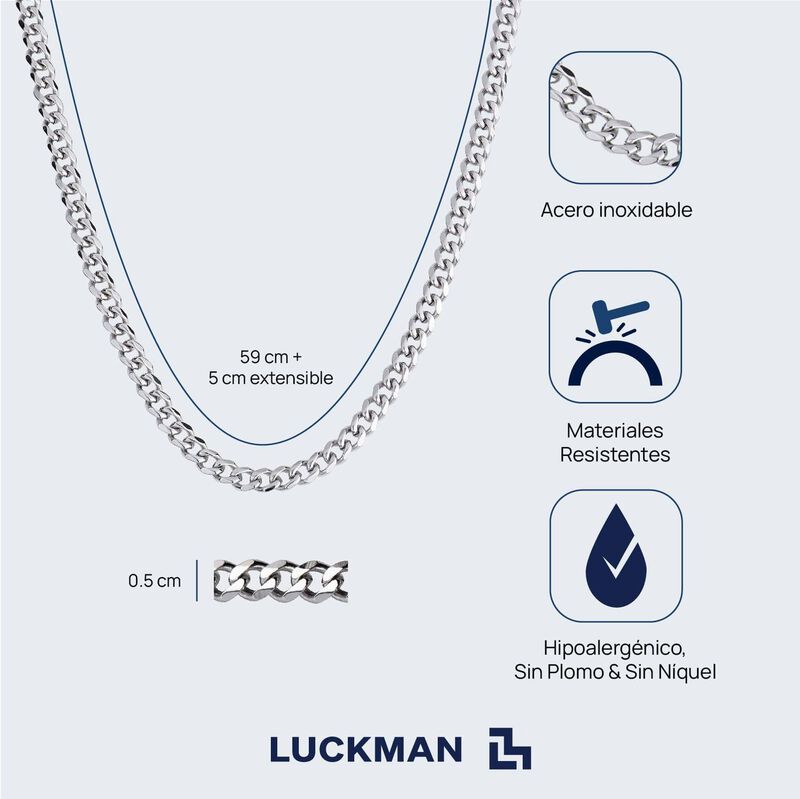 Cadena Hombre Cubana Joyer&iacute;a Acero Inoxidable R... image number null