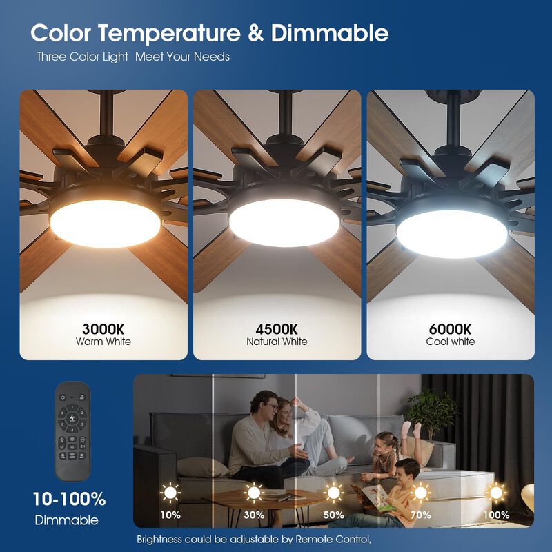 Ventilador De Techo Kviflon 132 Cm Con Luces Y ... image number null