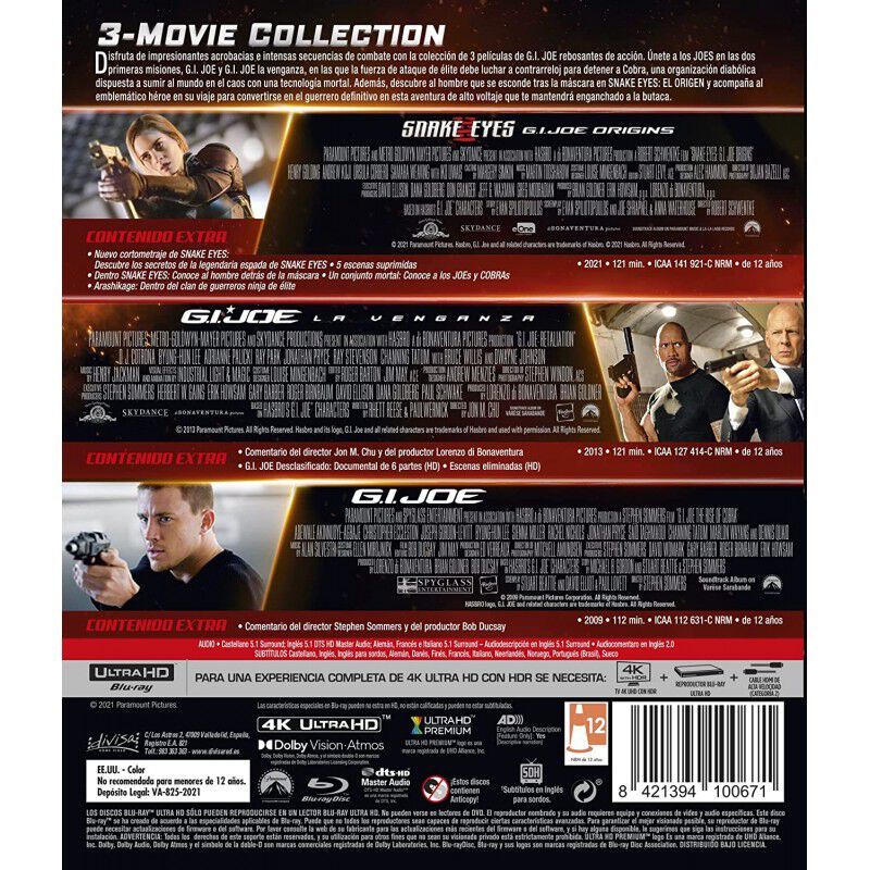 G.I. Joe - Colecci&oacute;n 3 Pel&iacute;culas (4K UHD) - BD ... image number null