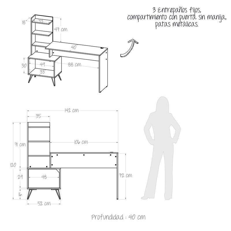 Escritorio con Biblioteca Trix para Laptop o Mo... image number null