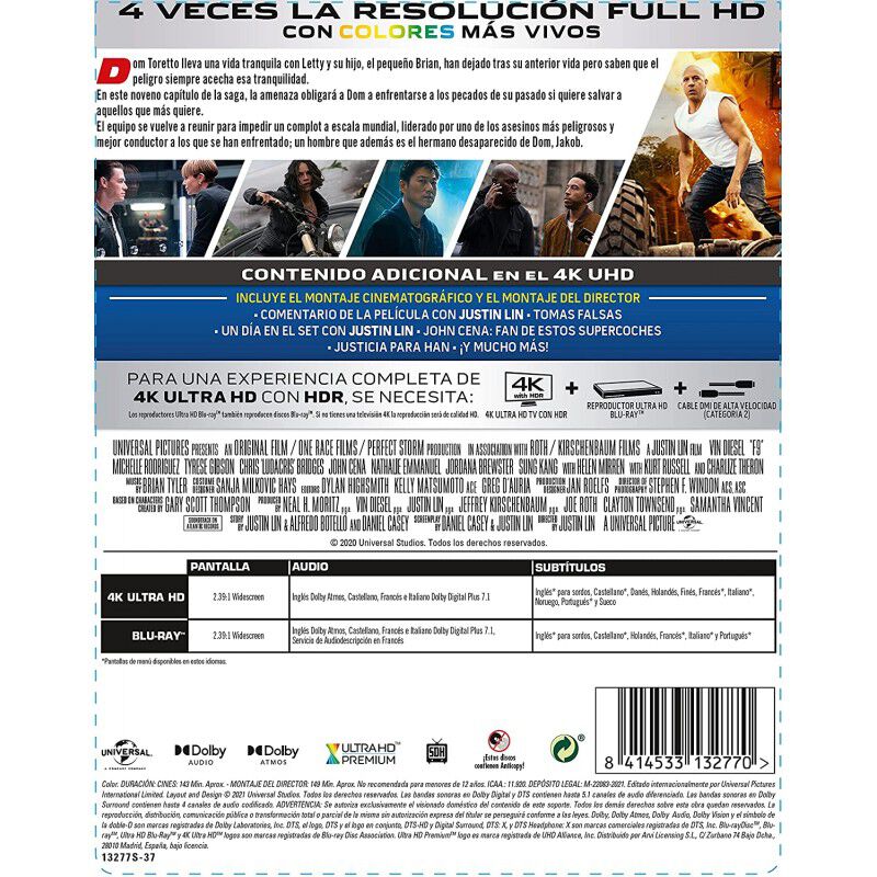 Fast & Furious 9 (4k Uhd + Bd) (ed Especial Met... image number null
