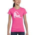 Camiseta Word Art Para Ni&ntilde;a - Gato Estir&aacute;ndose - Rosa