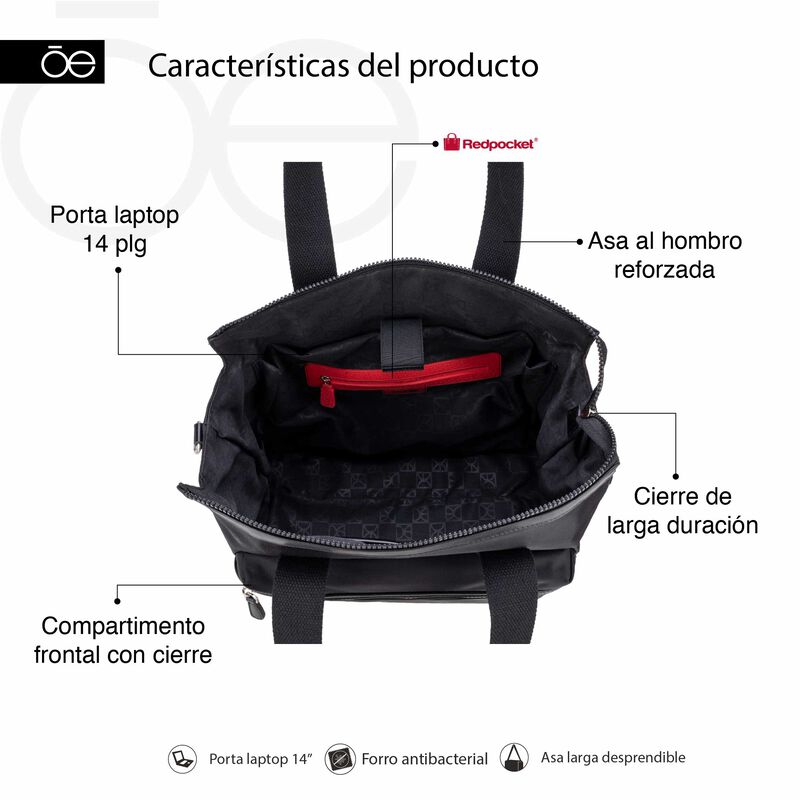 Bolsa Porta Laptop 14 Plg Textil Color Negro image number null
