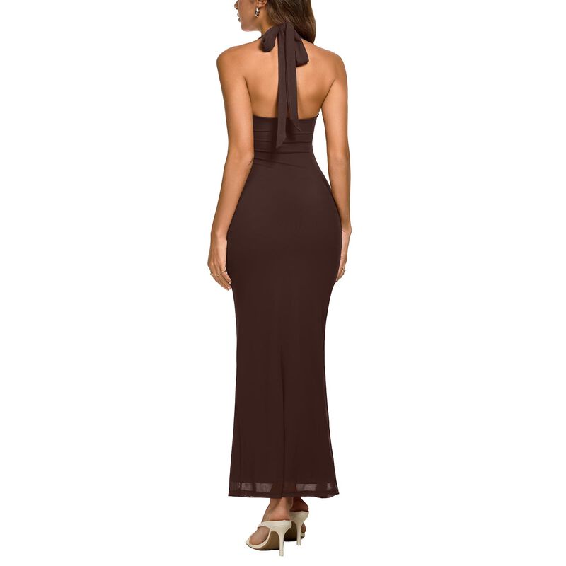 Vestido Maxi Malla Reoria, Color Chocolate Oscu... image number null