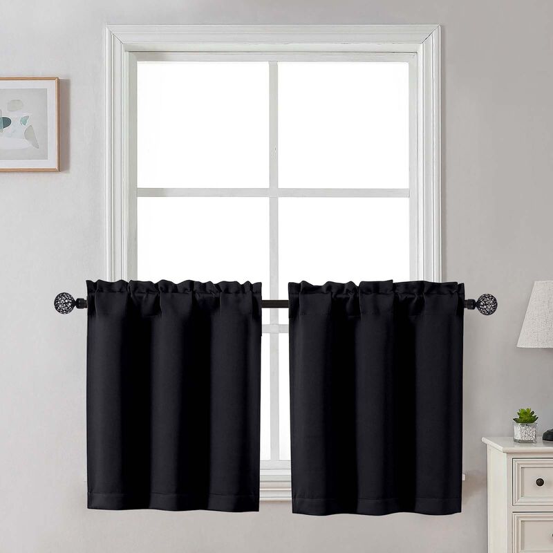 Cortinas Tipo Panel Gwine 61 cm Negro, Juego De... image number null