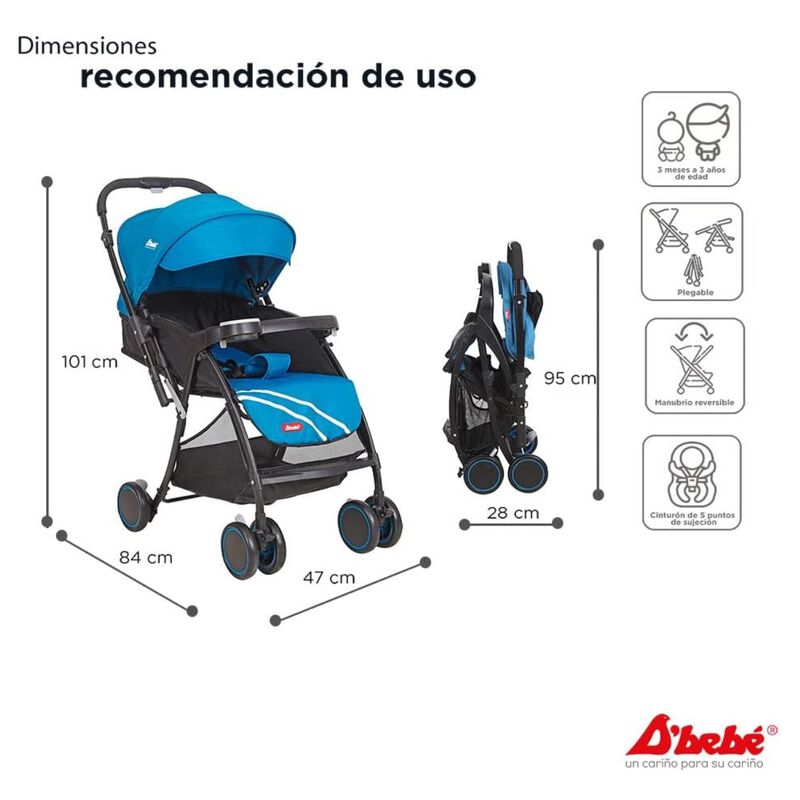 Carriola D'Beb&eacute; Lu Baby Mango Reversible Azul image number null