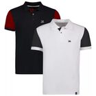 Polo De Hombre Manga Corta Algodon Contraste Modelo Bark 2pz Blanco y negro