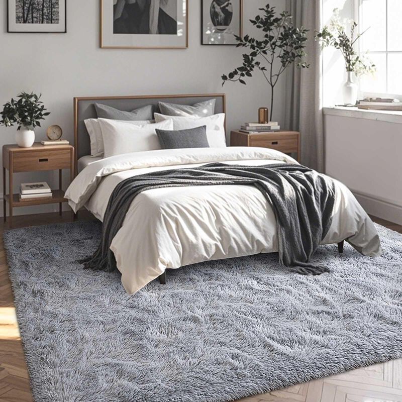 Alfombra Gris Felpuda Finr&egrave;c Home 183 x 274 cm image number null