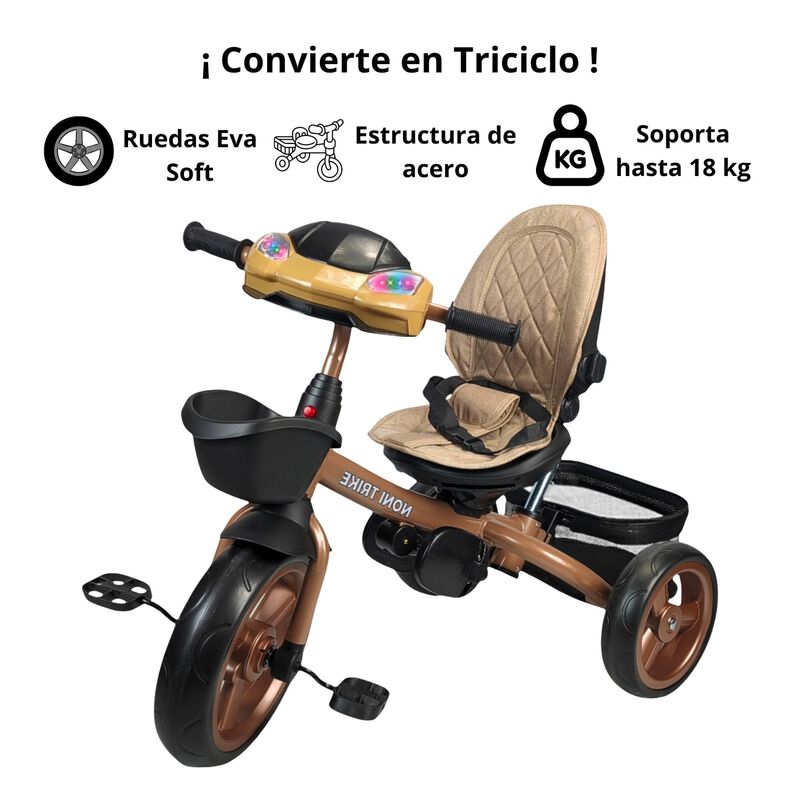 Triciclo 2en1 Carreola Bast&oacute;n Direccional Ajust... image number null