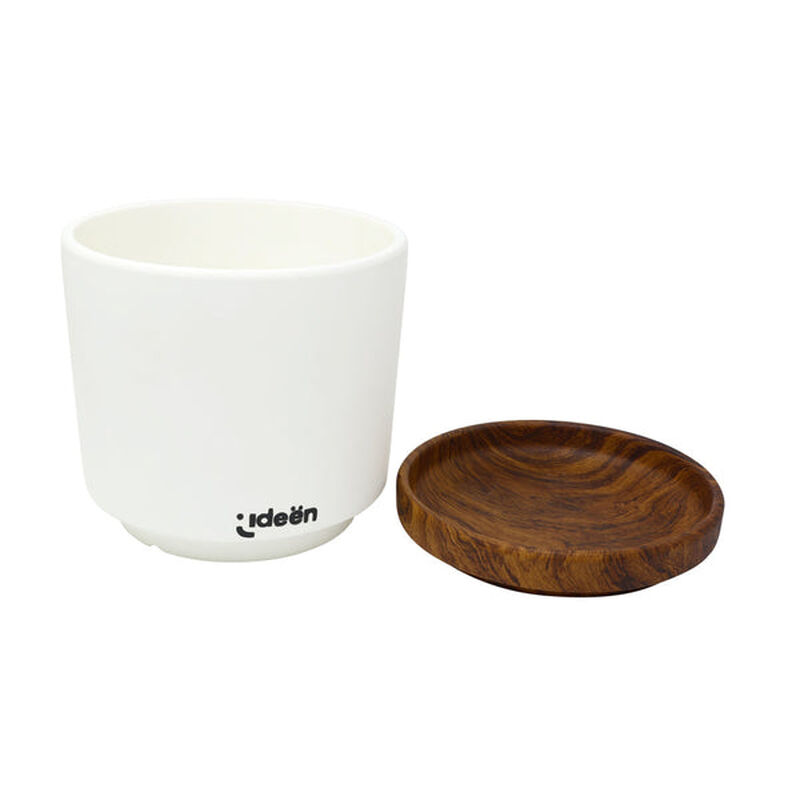 Set De 3 Macetas Con Plato Ideen Arcilla Blanca image number null