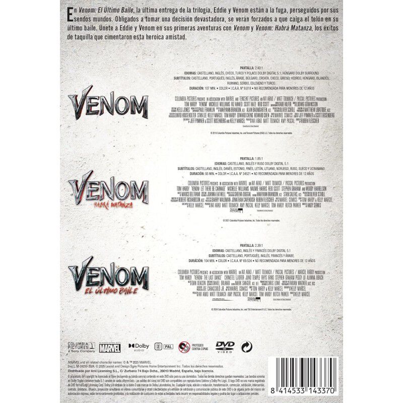 Venom + Venom: Habr&aacute; Matanza + Venom: El &Uacute;ltimo... image number null