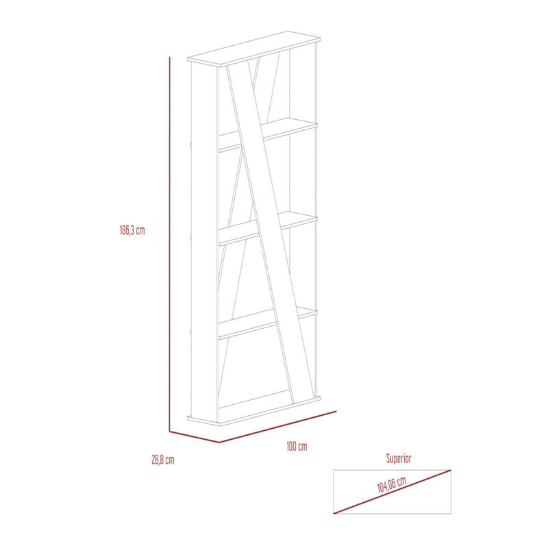 Librero Divisor Berl&iacute;n Con 3 Repisas Color Blan... image number null