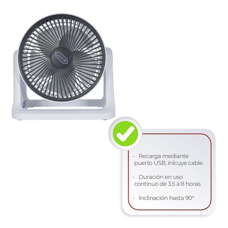Ventilador Personal Recargable, 8", Blanco, Ius... image number null