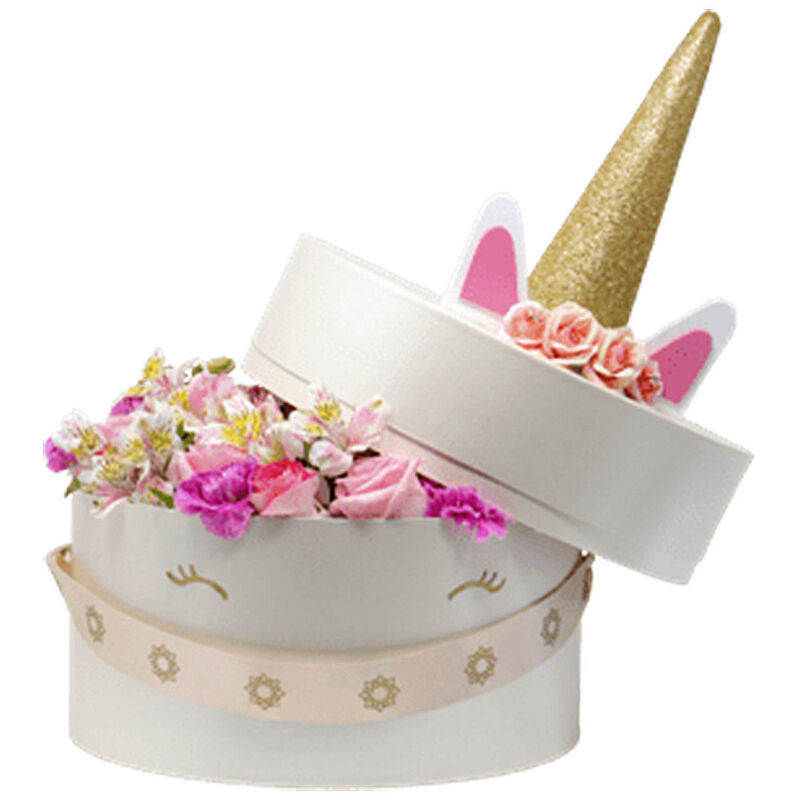 Big Fancy Unicorn White con flores mixtas image number null