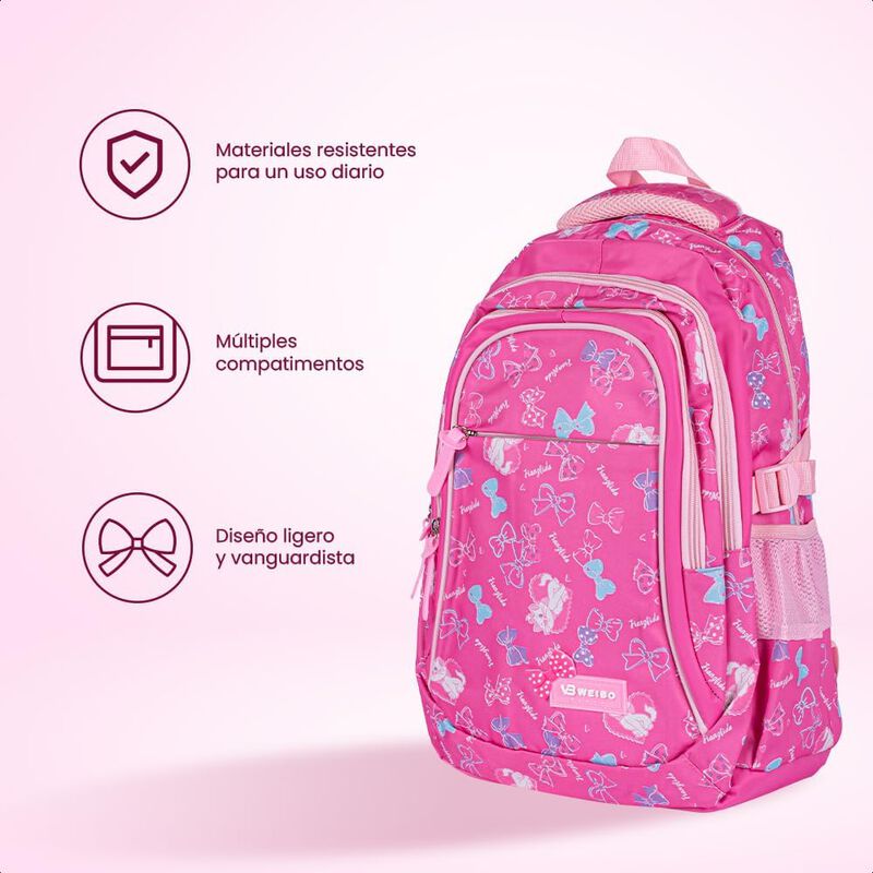 Kit Mochila con Lonchera y Lapicera color Rosa image number null