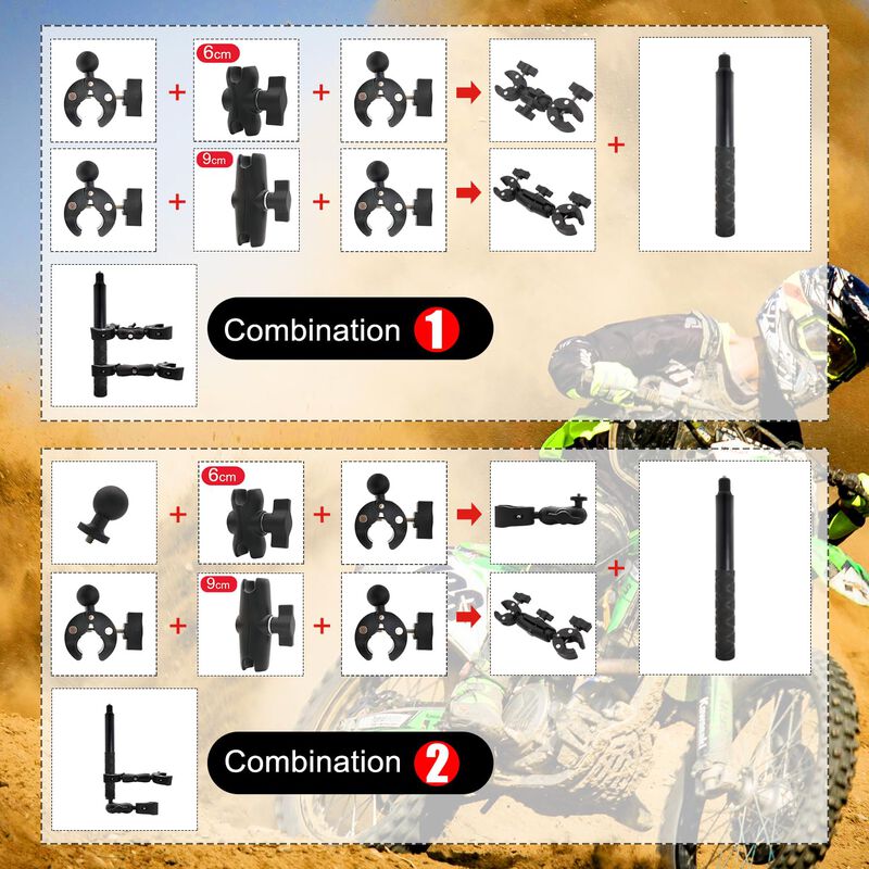 Kit De Soporte Para Moto Con Doble Pinza Y Palo... image number null
