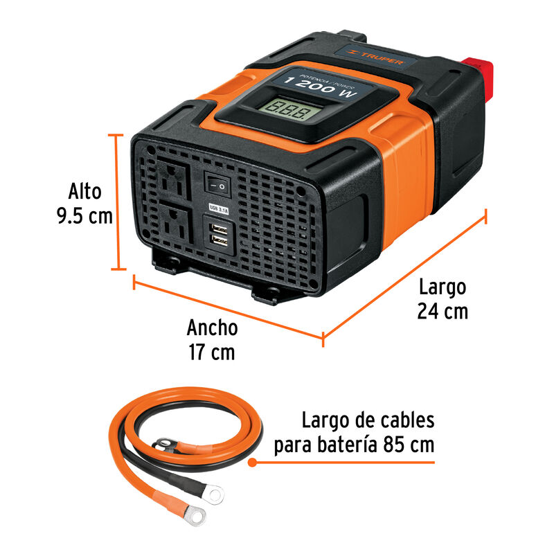Inversor de Corriente de 1200 W Truper image number null
