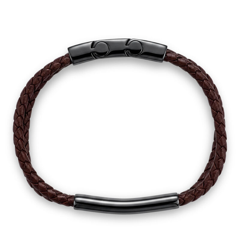 Pulsera De Acero En Color Negro Y Piel En Color... image number null