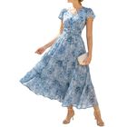Vestido de Invitada de Boda Grace Karin Gris-Azul con Flores