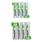 Pilas Baterías Recargables Energizer 4 AA + 4 AAA (total 8pz)