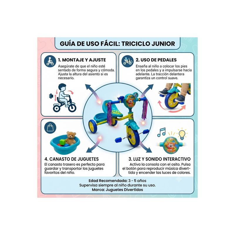 Triciclo Para Ni&ntilde;os Econ&oacute;mico Hasta 25 Kg image number null
