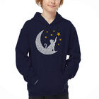 Sudadera Con Capucha Word Art Para Ni&ntilde;o - Gato y Luna - Azul Marino