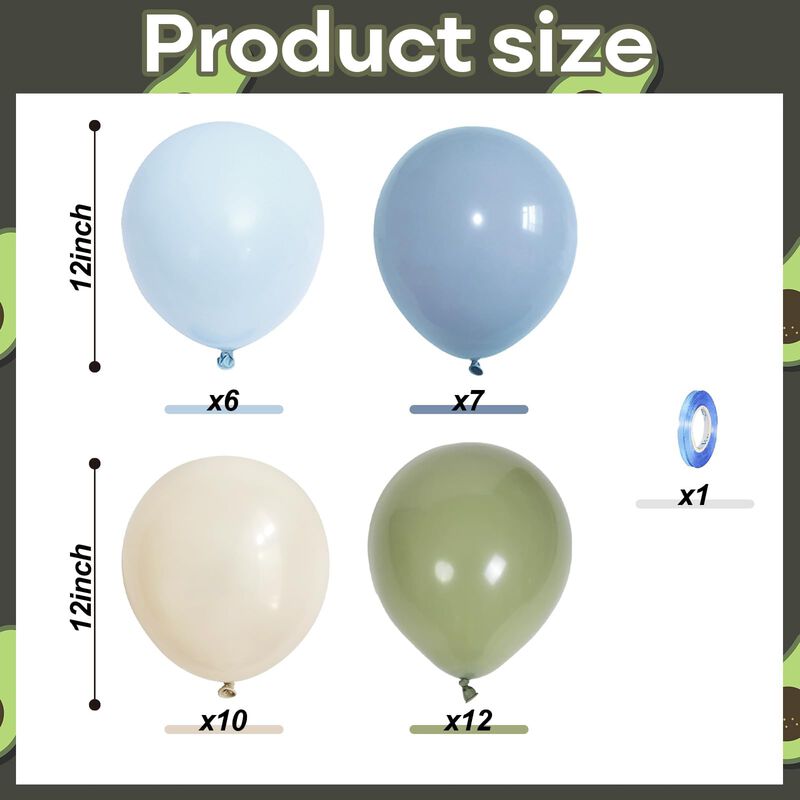 Set De 35 Globos De L&aacute;tex Govpy 30 cm Verde Sal... image number null