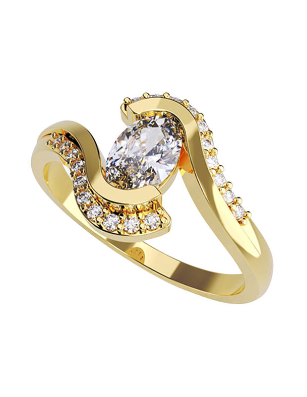 Anillo de Compromiso en Oro de 14K con Circonia... image number null