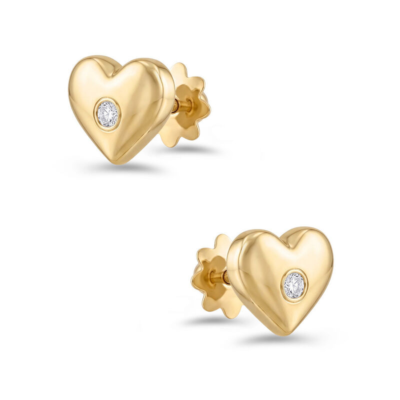 Broqueles En Forma De Corazon De Oro Amarillo 1... image number null