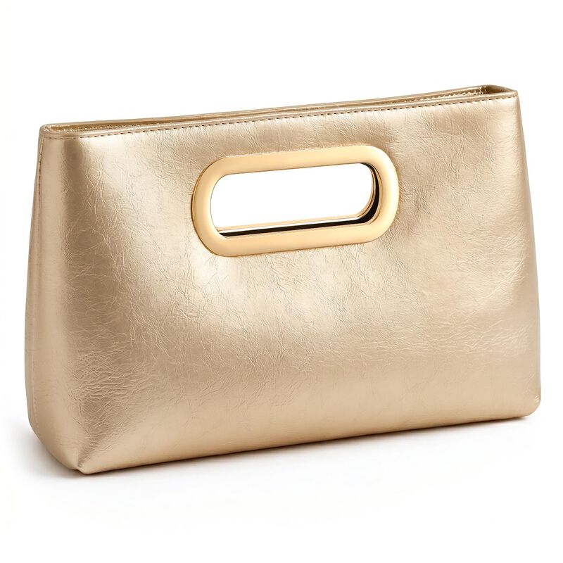 Cartera Clutch Xquizifit Dorada De Cuero Pu Con... image number null