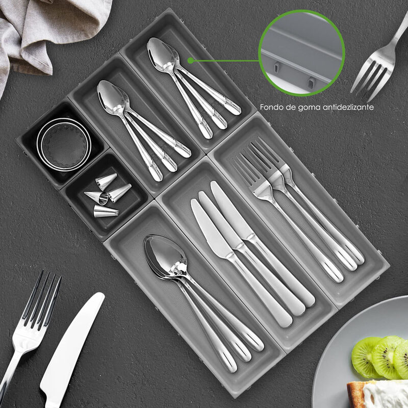 Organizador de Cubiertos Dise&ntilde;o modular 10pz Pl... image number null