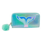 Cartera Larga De Vinil Dise&ntilde;o De Sirena Tornasol Color Azul