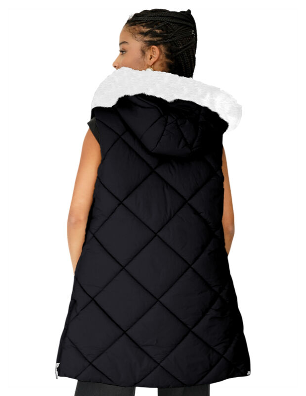 Chaleco Largo Acolchado Mujer Con Gorro image number null