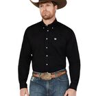 Camisa Cinch De Corte Cl&aacute;sico, Manga Larga, Negra, Talla Mediana