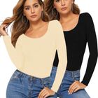 Set 2 Blusas Mujer Manga Larga Unitalla Interior Térmico BL-1013-PX2-Negro y Beige Claro Invierno Dama