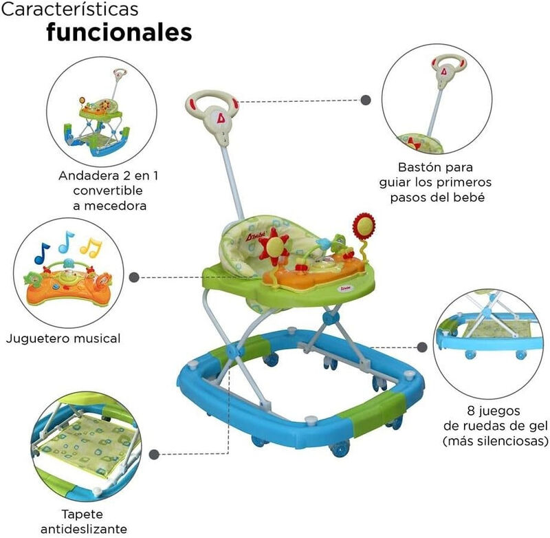 Andadera Mecedora Lujo Para Beb&eacute;s 3 en 1 Con Ba... image number null