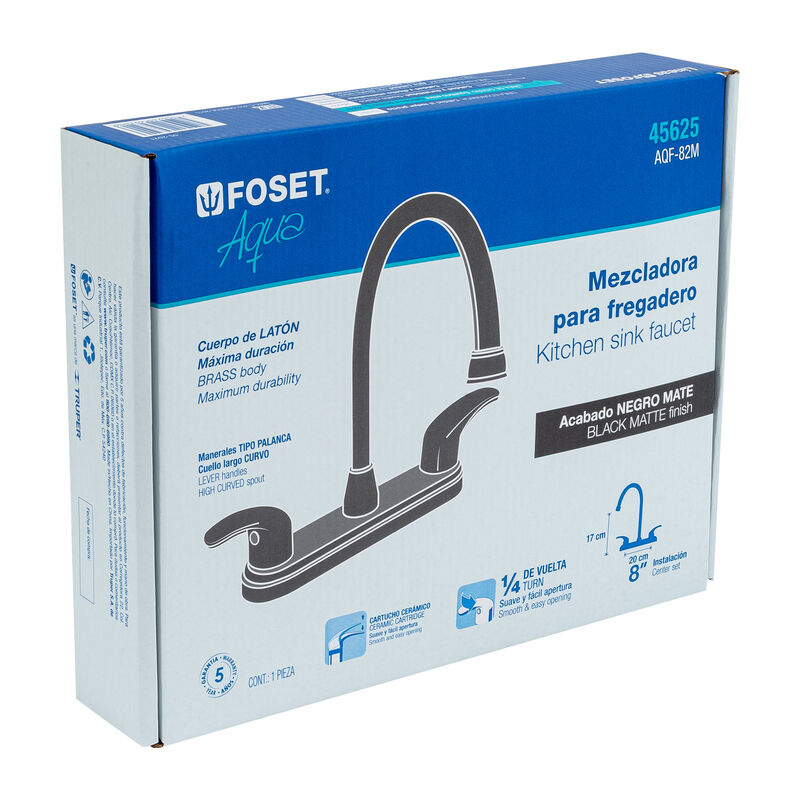 Mezcladora Negro 8' para Lavabo Cuello Largo Pa... image number null