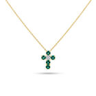 Gargantilla De Cruz Oro Amarillo 10k Con 2pts De Diamante Y Esmeralda (42cm +3 Ext. Aprox)