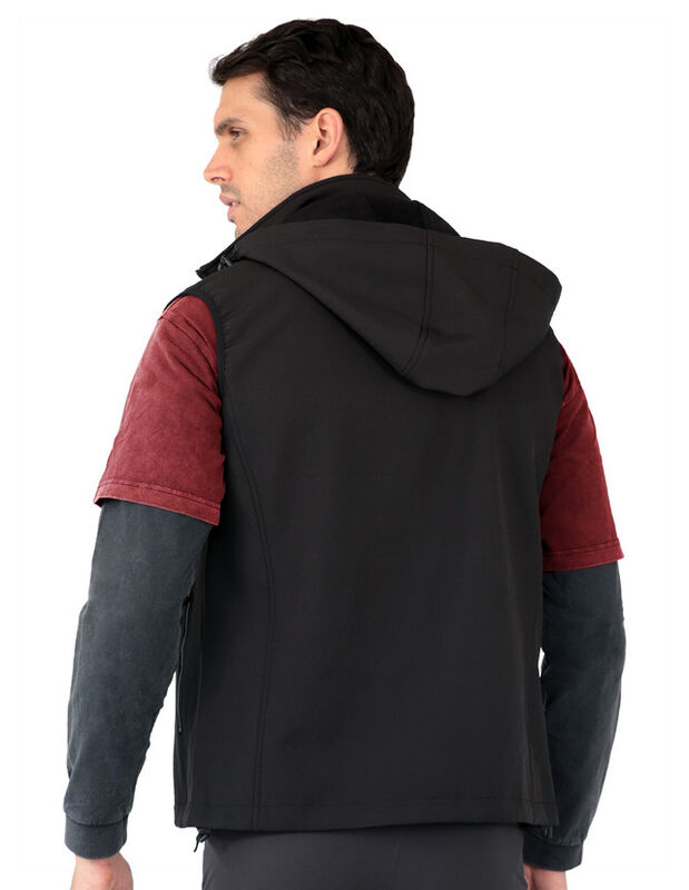 Chaleco Con Gorro Desmontable Cuello Alto Negro... image number null