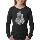 Camiseta De Manga Larga Word Art Para Ni&ntilde;a - Rock Guitar Head - Negro