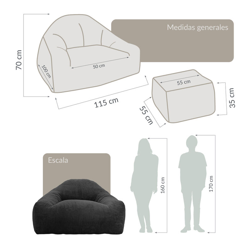 Sill&oacute;n Espuma Alta densidad LIKKA Dark Grey 1 p... image number null