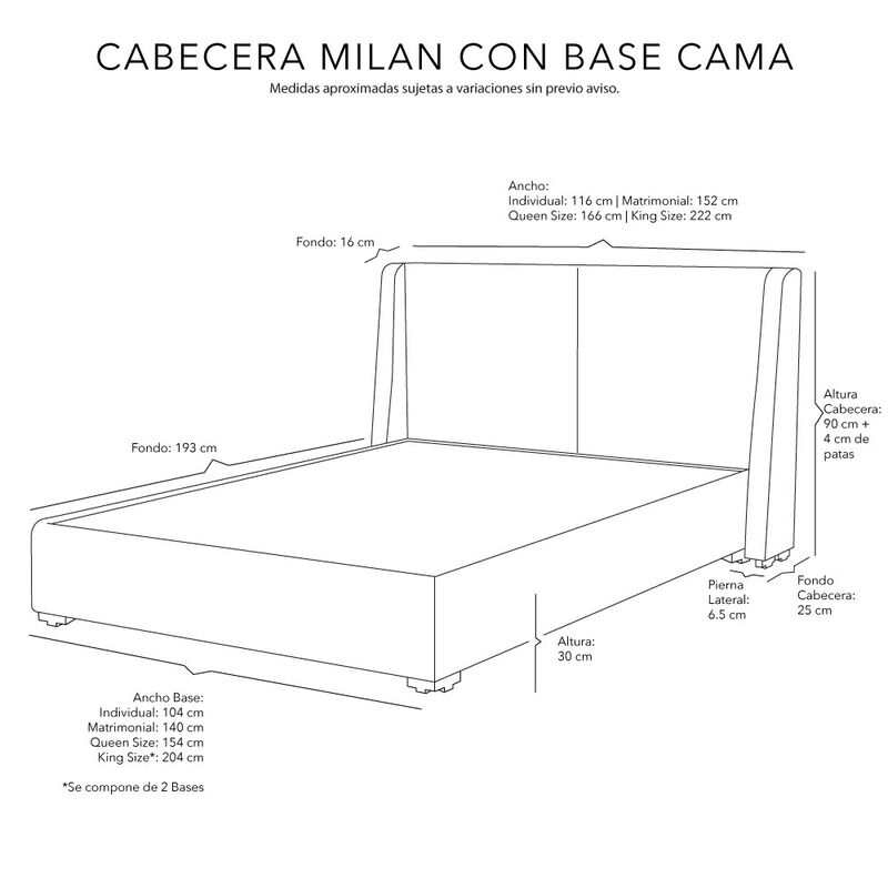 Cabecera King Size Dicasa Milan Con Base Cama G... image number null