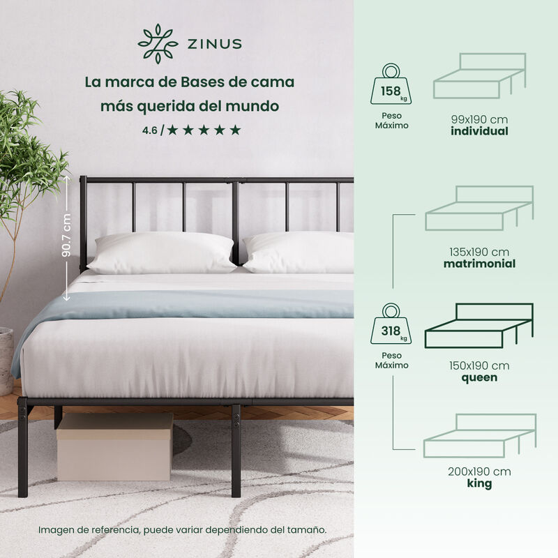 Zinus Florence | Base De Cama Con Cabecera Met&aacute;... image number null