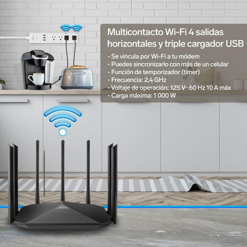 Multicontacto Wi-Fi* de 4 salidas horizontales ... image number null