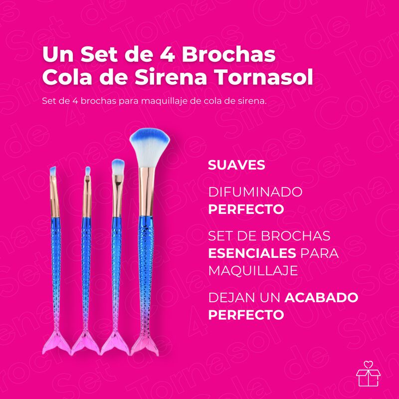 Set de 10 Brochas Sirena Maquillaje De 4pz Rost... image number null