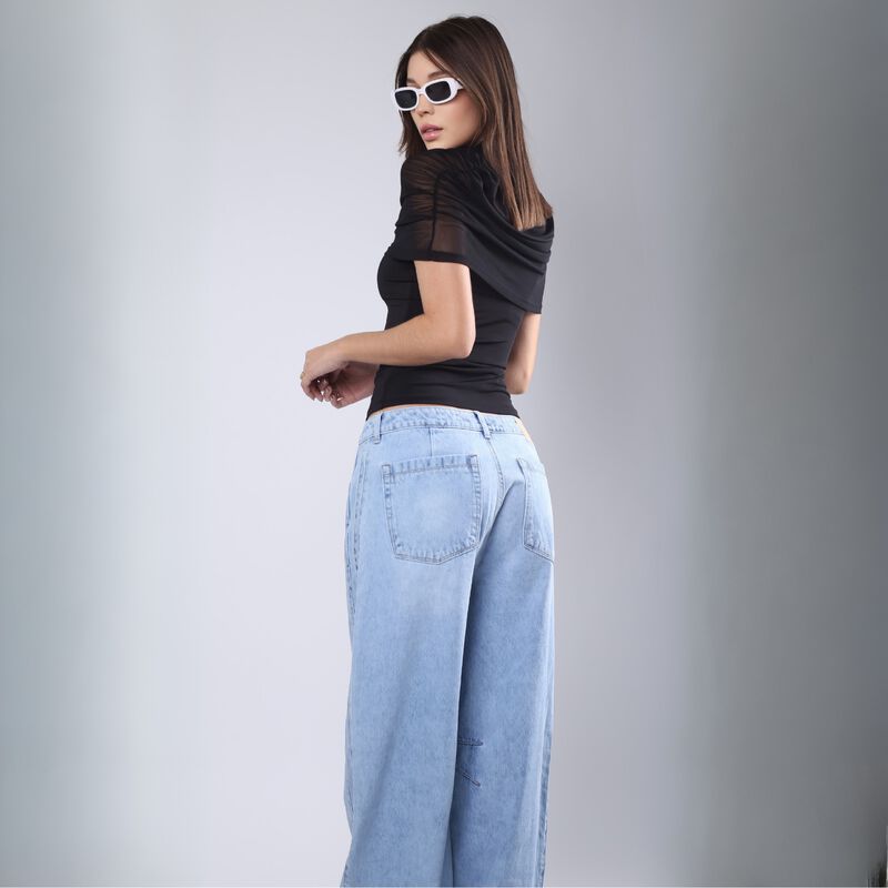 Jeans Barrel Mujer Savi Basic Mezclilla Tiro Me... image number null