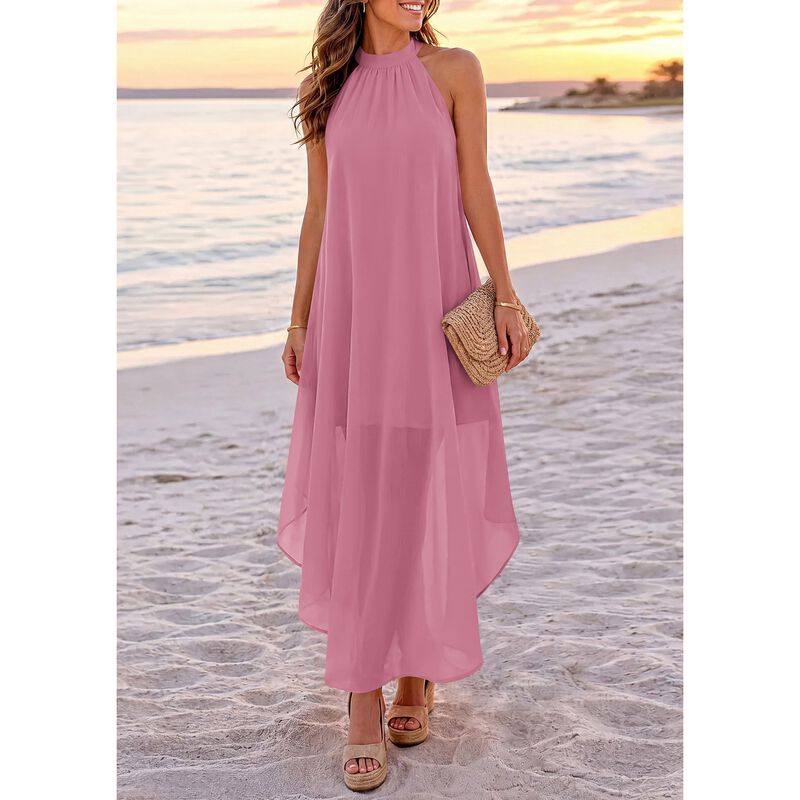 Vestido Maxi Halter Prettygarden Rosa Talla L image number null