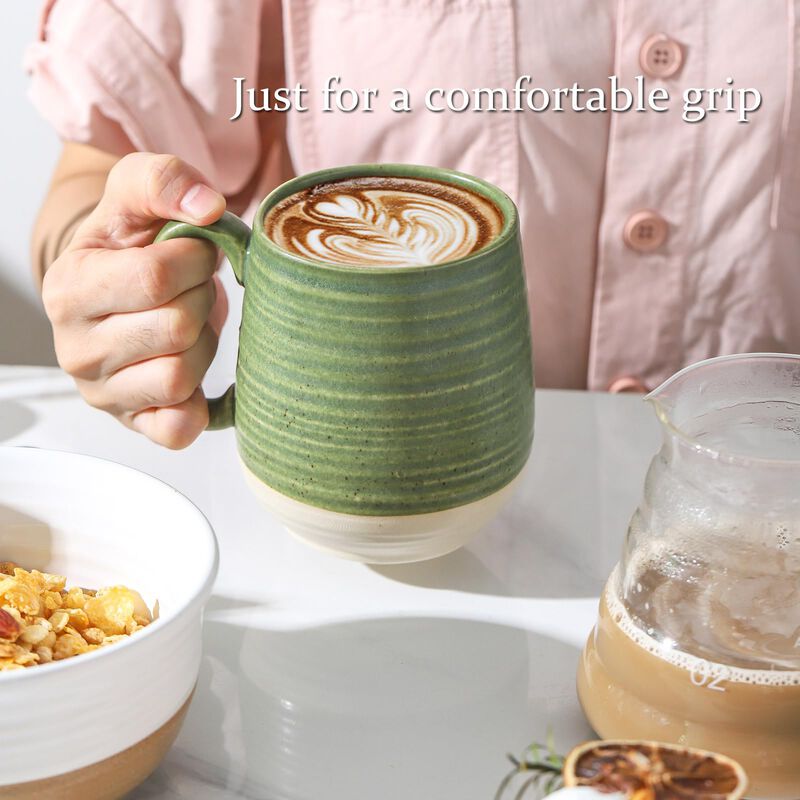 Taza De Caf&eacute; Hasense 591 ml Verde Y Beige De Ce... image number null