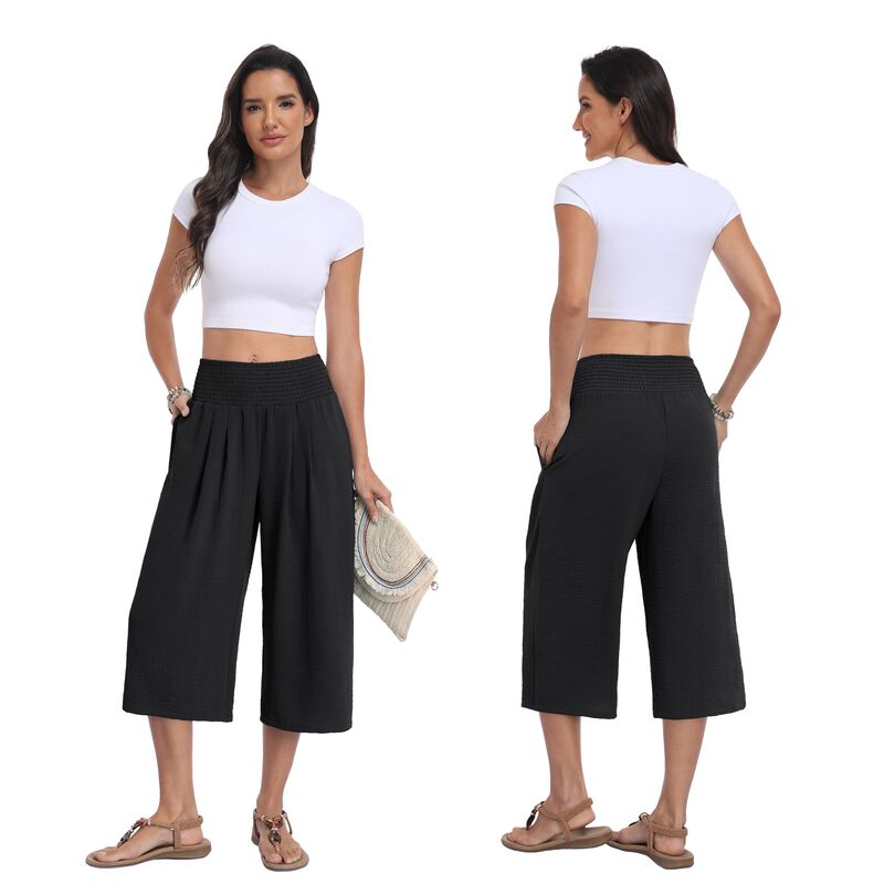 Pantalones Lepunuo Capri de Pierna Ancha con Bo... image number null