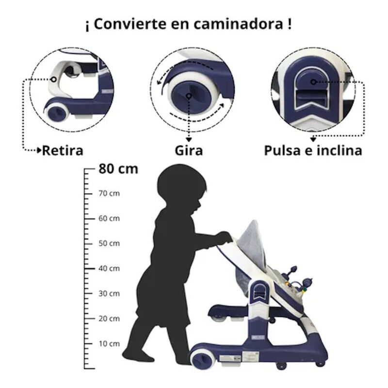 Andadera Caminadora Azul 2 En 1 Con Luz Y Sonid... image number null